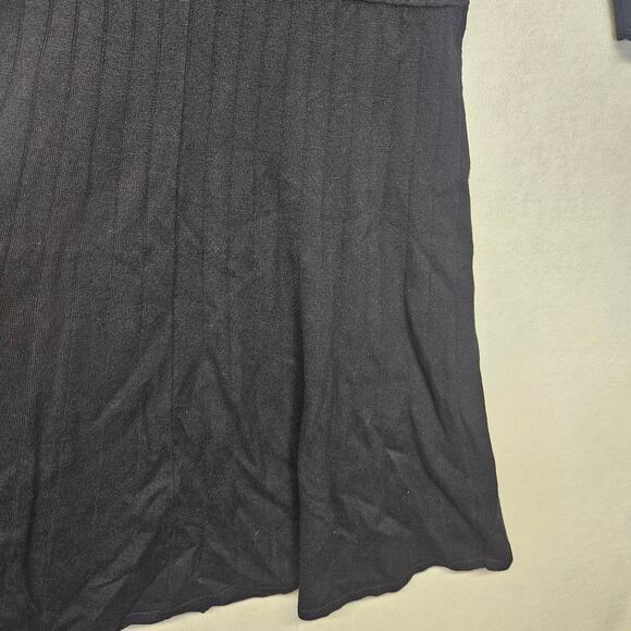 Talbots Black Knit Drop Waist Pleated 3/4 Sleeve Midi Dress - Picture 3 of 8